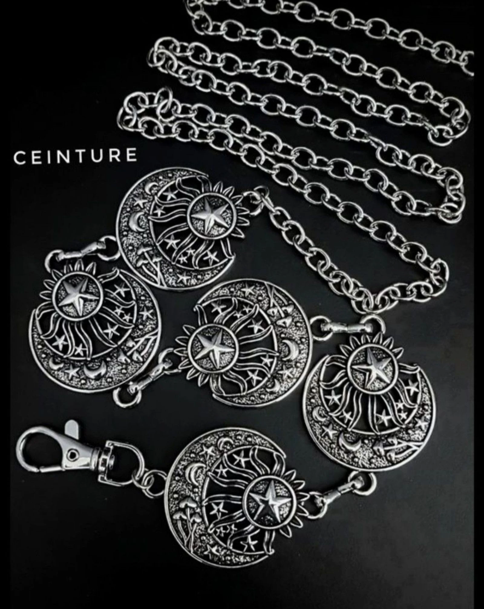 Ceinture Chaîne de taille Lune Soleil - Ajustable 